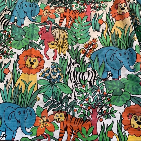 Vintage Aminal Print Kids Pleated Curtain One Pannel Only 42x55" - Picture 2 of 5